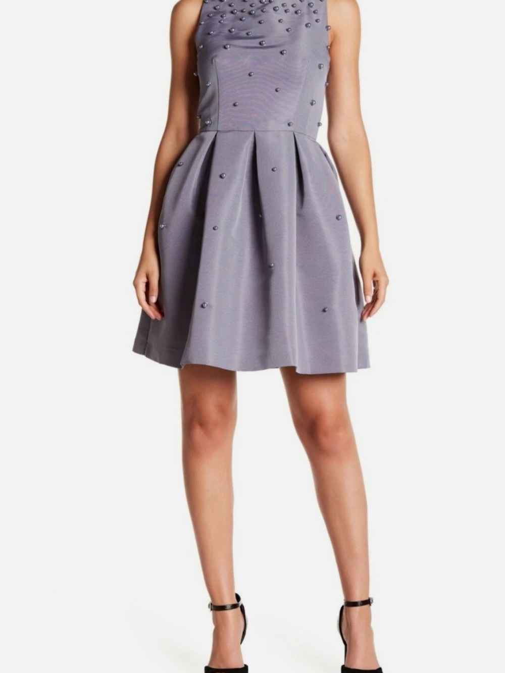 New Ted Baker Milliea Pearl Grey Embellished Dress Size 3 US 8 Ted
